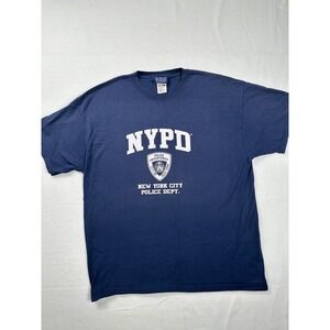 NYPD Police Department T-Shirt New York City Graphic Tee Mens XL Blue
